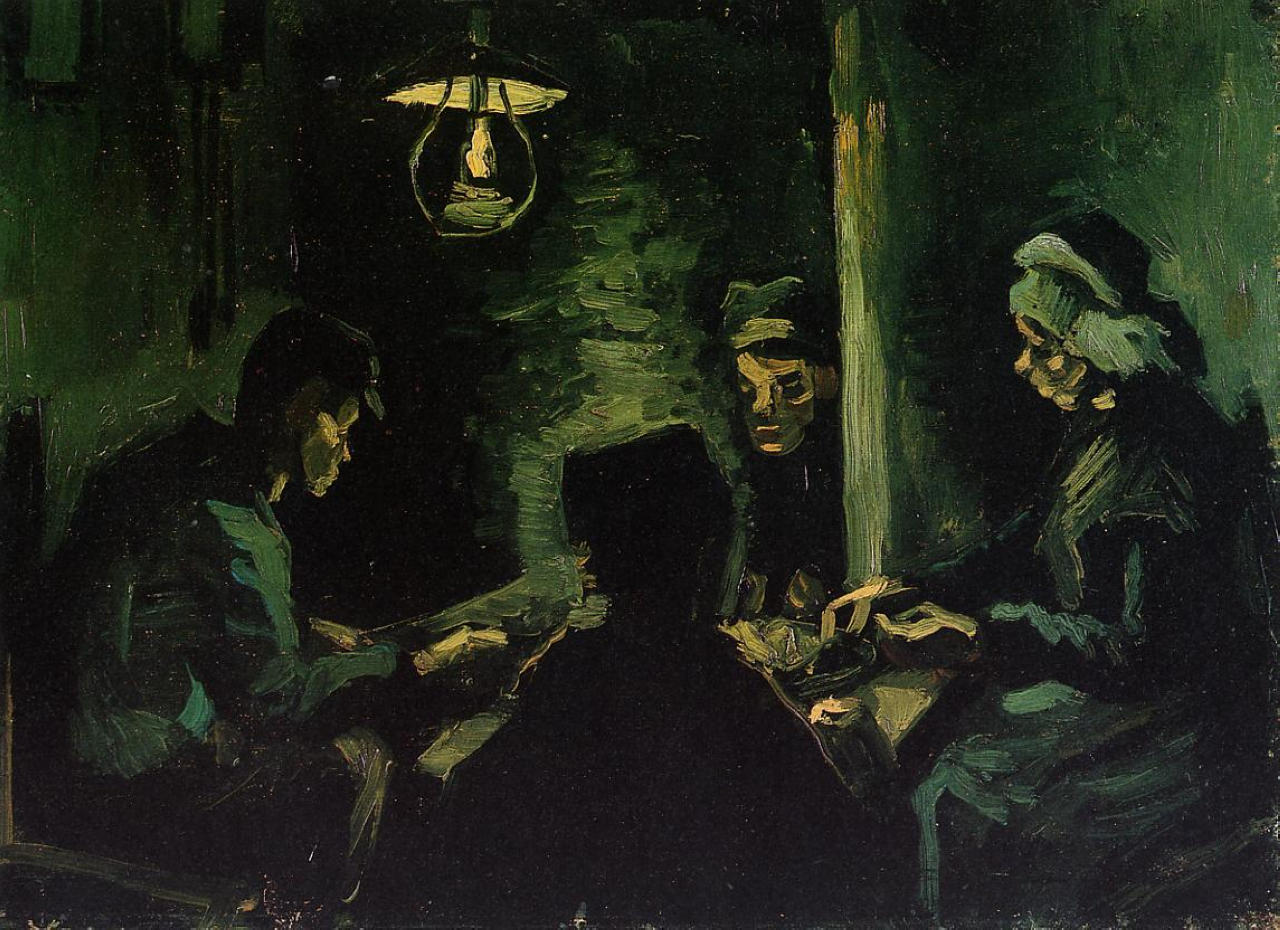 Картина Ван Гога Едоки картофеля. Этюд  1885